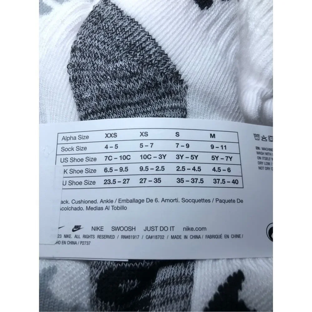 Nike Kids Cushioned Ankle Socks 6-Pack 10C-3Y